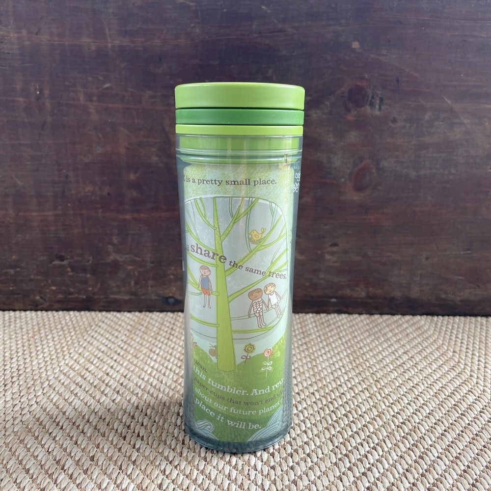 Starbucks 2009 Kids Green Recycled‎ Travel Cup Tumbler Save the Planet 8 oz Lid